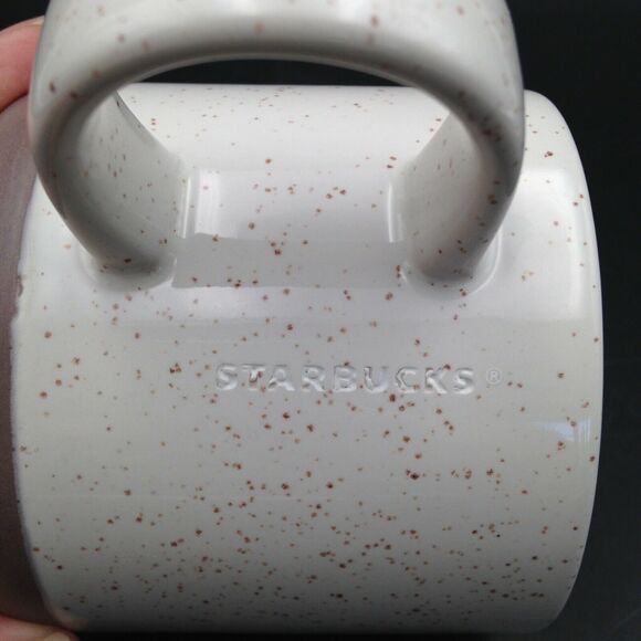 Starbucks Ceramic Coffee Mug 12oz Speckled Off White Rose Gold Heart 2017 - Picture 4 of 8
